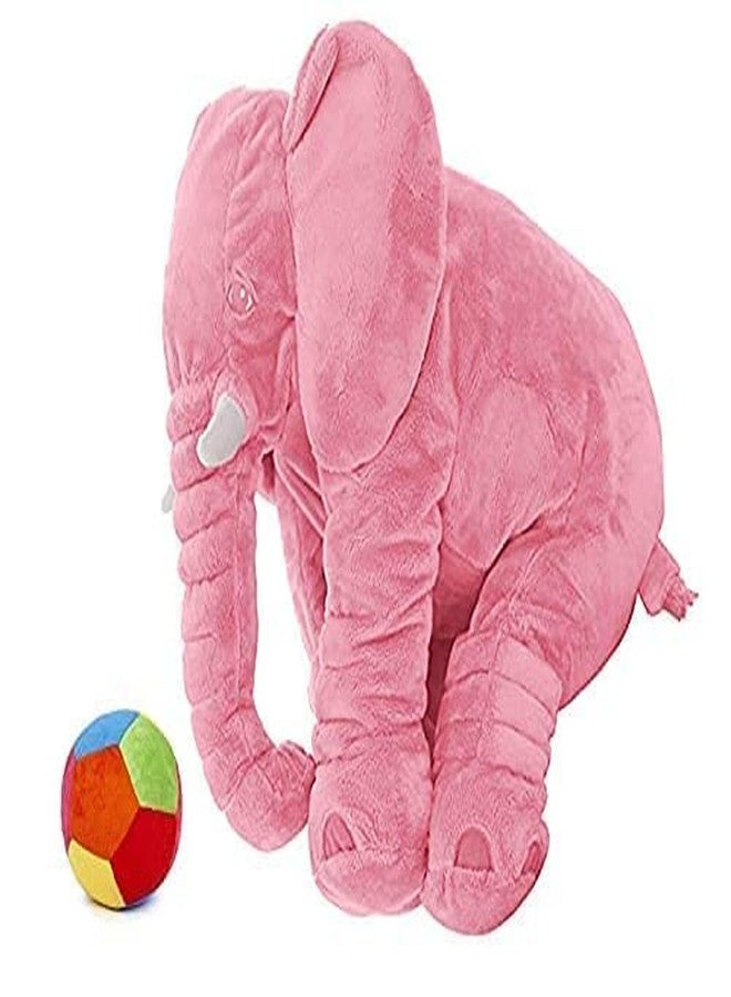 Babify Big Size Fibre Filled Stuffed Animal Elephant Baby Plush Material Hugging Pillow for Toddlers (60 cm, Pink with Ball) - 1 Year Above - Image 1